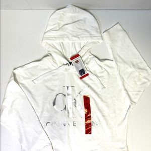White Calvin klien crop hoodie
